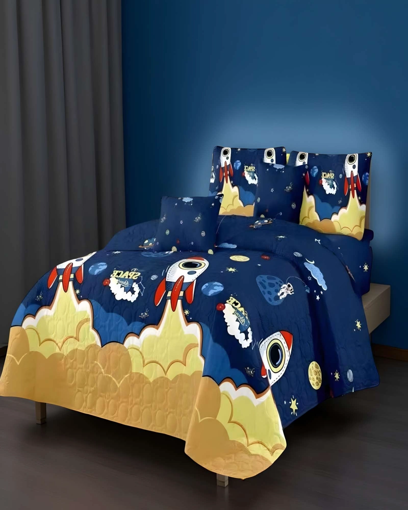 CUBRECAMA QUILT DE VERANO PLAZA Y MEDIA INFANTIL AZUL 06 - 4