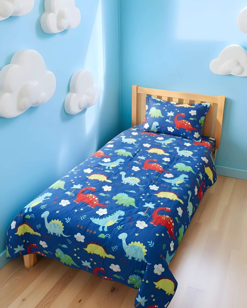 CUBRECAMA QUILT DE VERANO PLAZA Y MEDIA INFANTIL AZUL 03 - 3