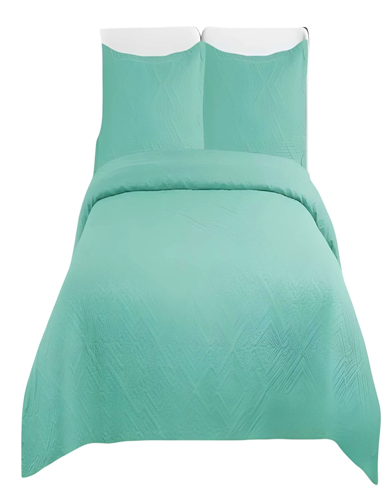 CUBRECAMA QUILT DE VERANO CON COLORES LISOS 2 PLAZAS TURQUESA - 1