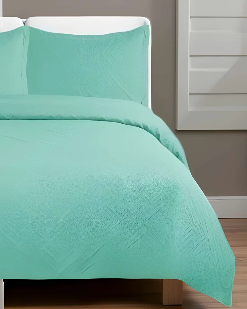CUBRECAMA QUILT DE VERANO CON COLORES LISOS 2 PLAZAS TURQUESA - 3