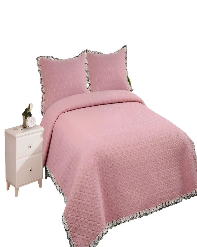 CUBRECAMA QUILT DE VERANO BORDADO 2 PLAZAS ROSA O - 2