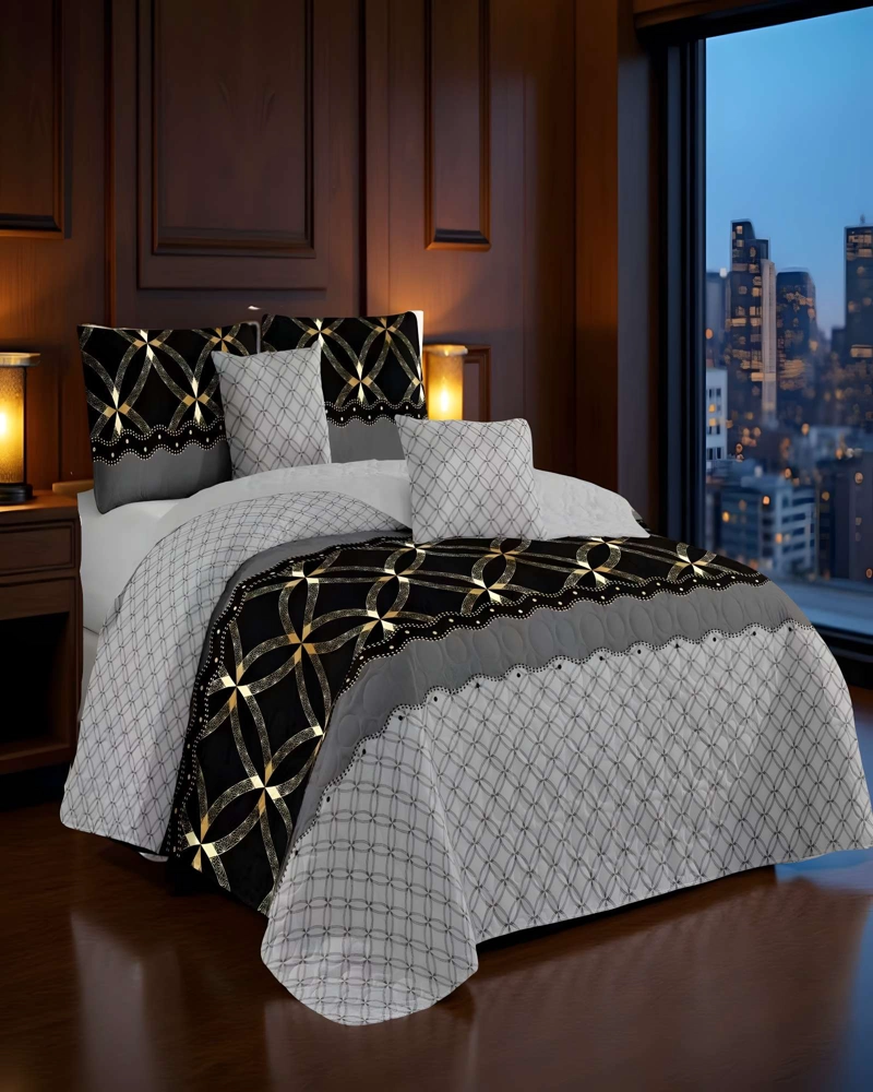 CUBRECAMA QUILT DE VERANO PLAZA Y MEDIA GRIS 01 - 3