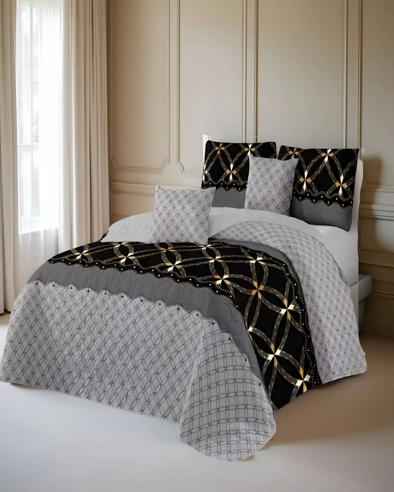 CUBRECAMA QUILT DE VERANO PLAZA Y MEDIA GRIS 01 - 4