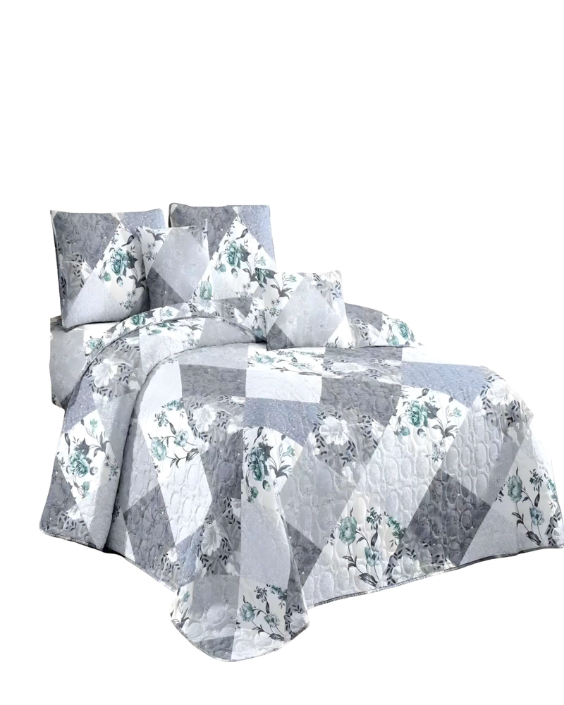 CUBRECAMA QUILT DE VERANO PLAZA Y MEDIA GRIS 03 - 1