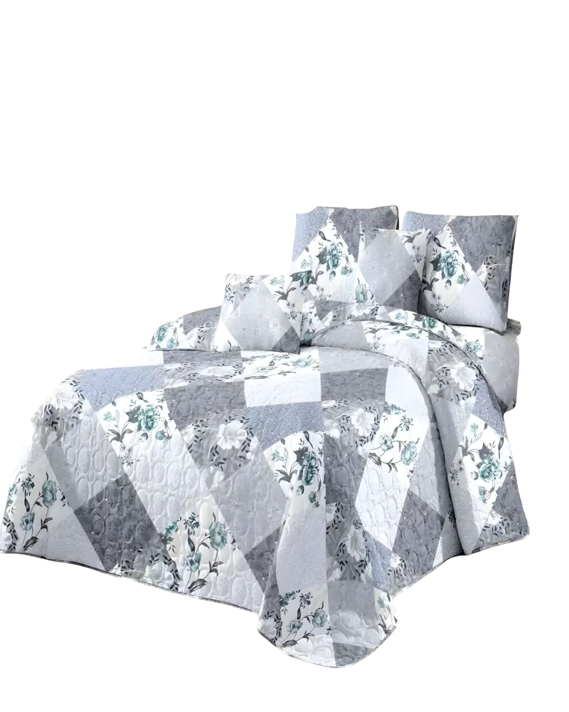CUBRECAMA QUILT DE VERANO PLAZA Y MEDIA GRIS 03 - 2