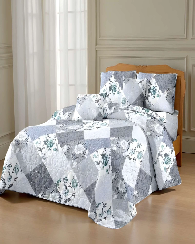 CUBRECAMA QUILT DE VERANO PLAZA Y MEDIA GRIS 03 - 4