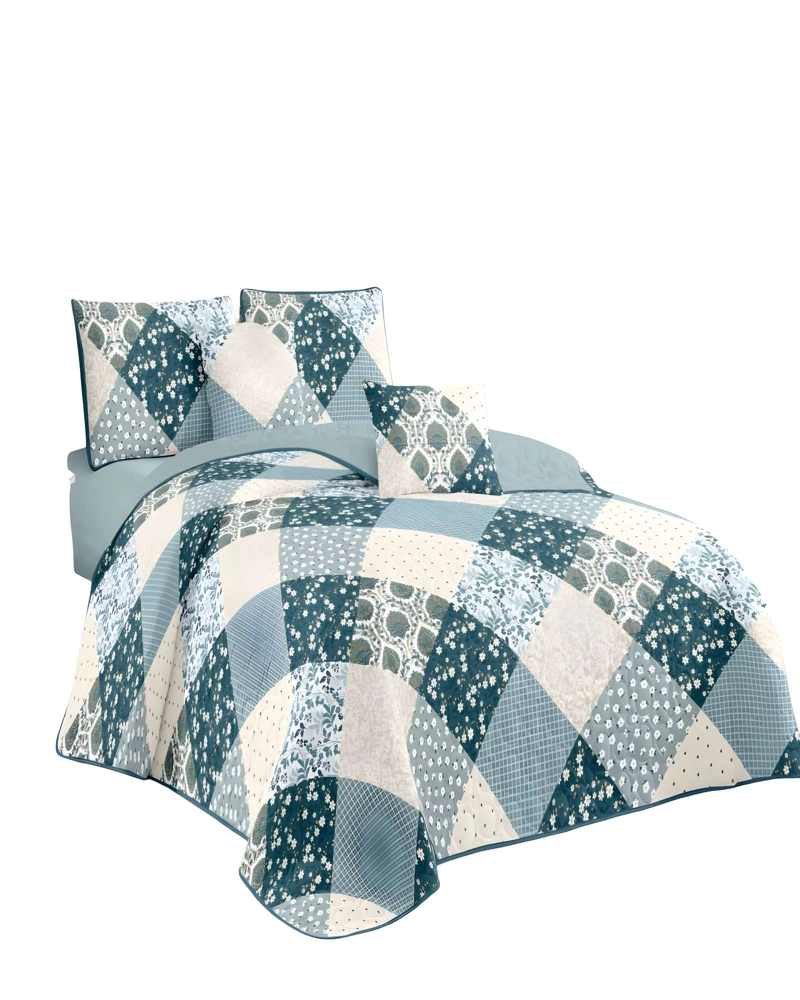 CUBRECAMA QUILT DE VERANO PLAZA Y MEDIA VERDE - 1