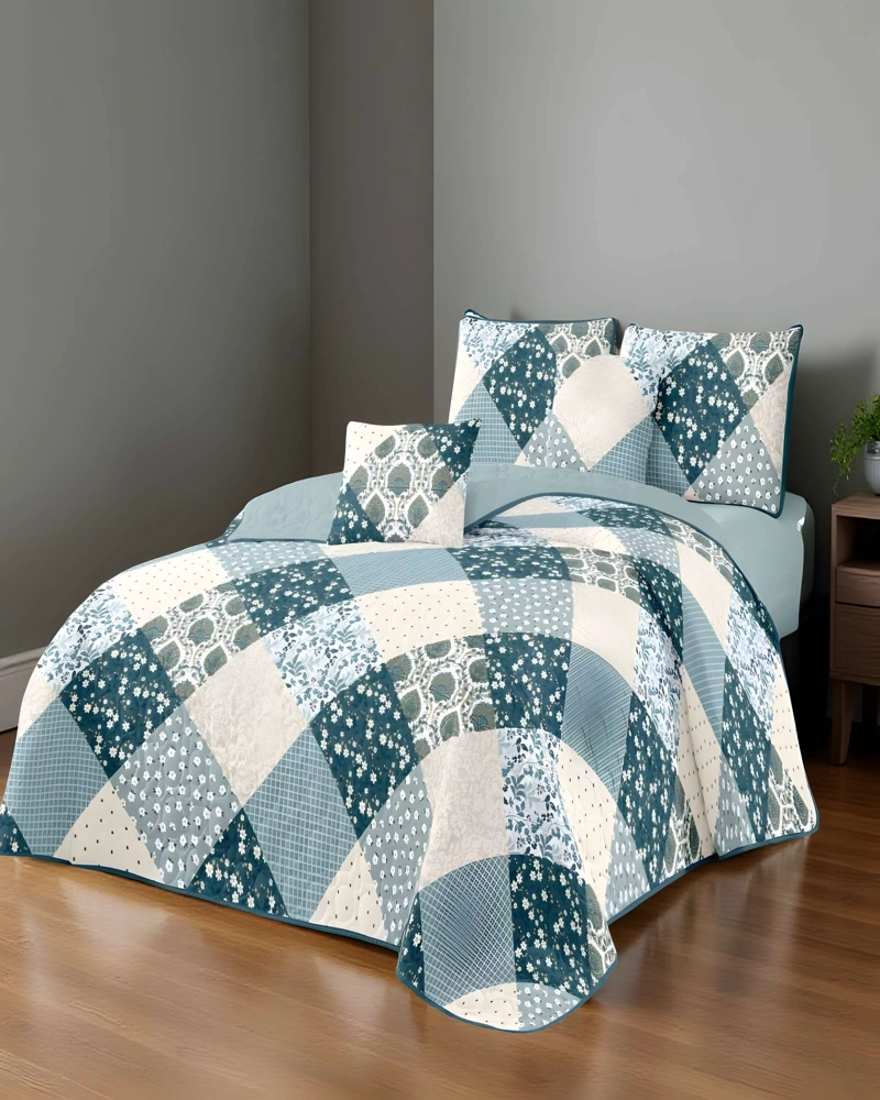 CUBRECAMA QUILT DE VERANO PLAZA Y MEDIA VERDE - 4