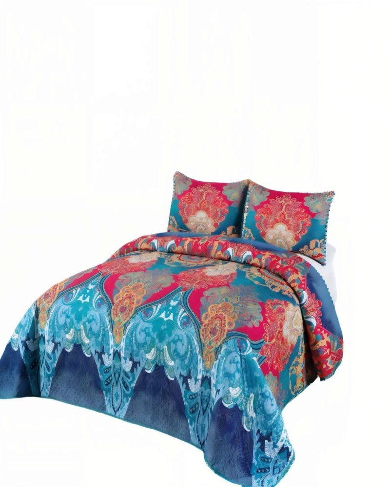CUBRECAMA DE VERANO CON DISENO Y POMPON KING MULTICOLOR - 2