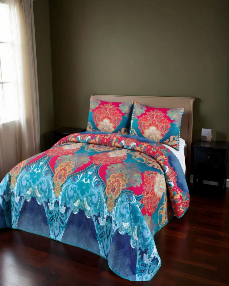 CUBRECAMA DE VERANO CON DISENO Y POMPON KING MULTICOLOR - 4