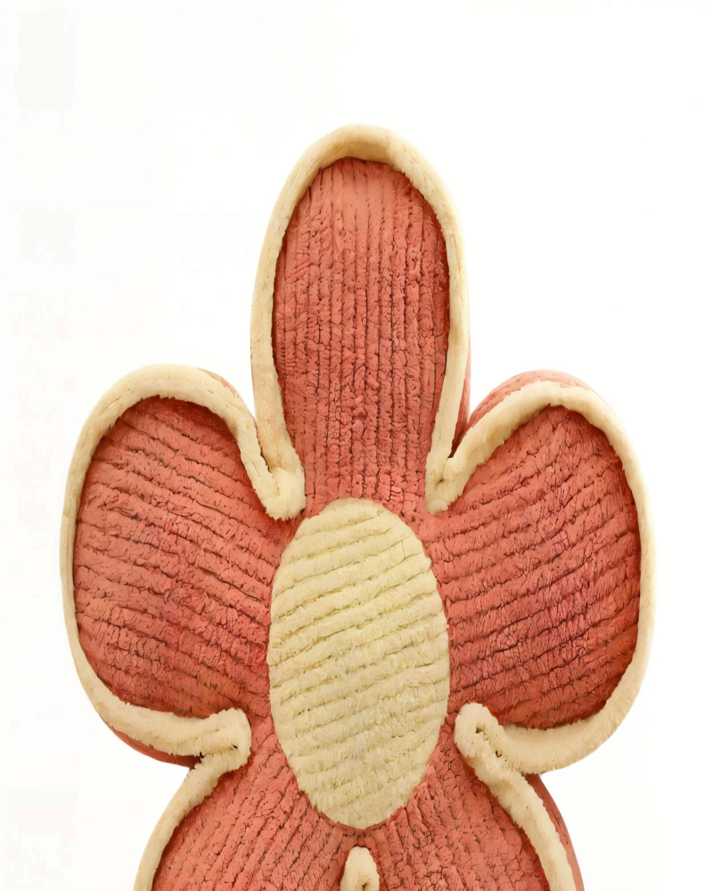 SET DE 2 COJINES DECORATIVOS EN FORMA DE FLOR  COLOR NARANJA CON BORDE BEIGE - 2