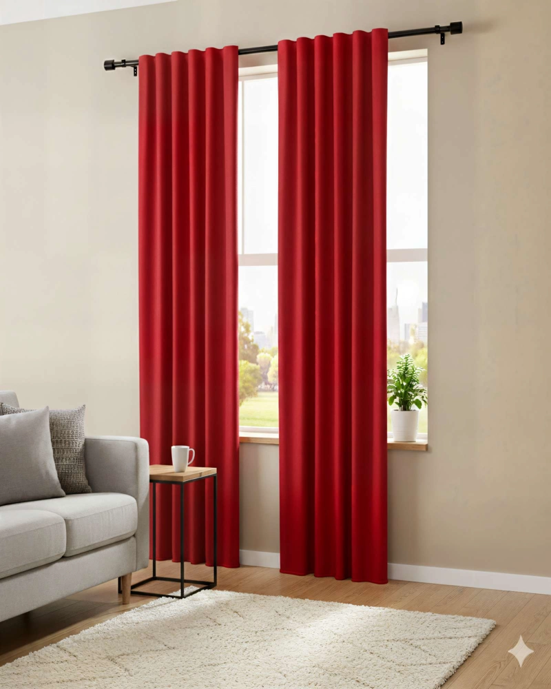 CORTINA BLACKOUT ENGOMADA 2 PAÑOS COLOR ROJO - 4