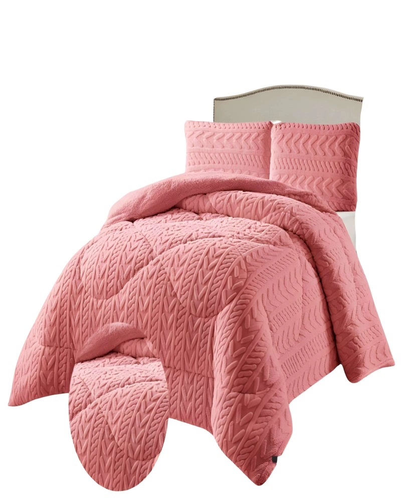 COBERTOR DE INVERNO TEXTURIZADA DISEÑO 01 KING ROSA - 2
