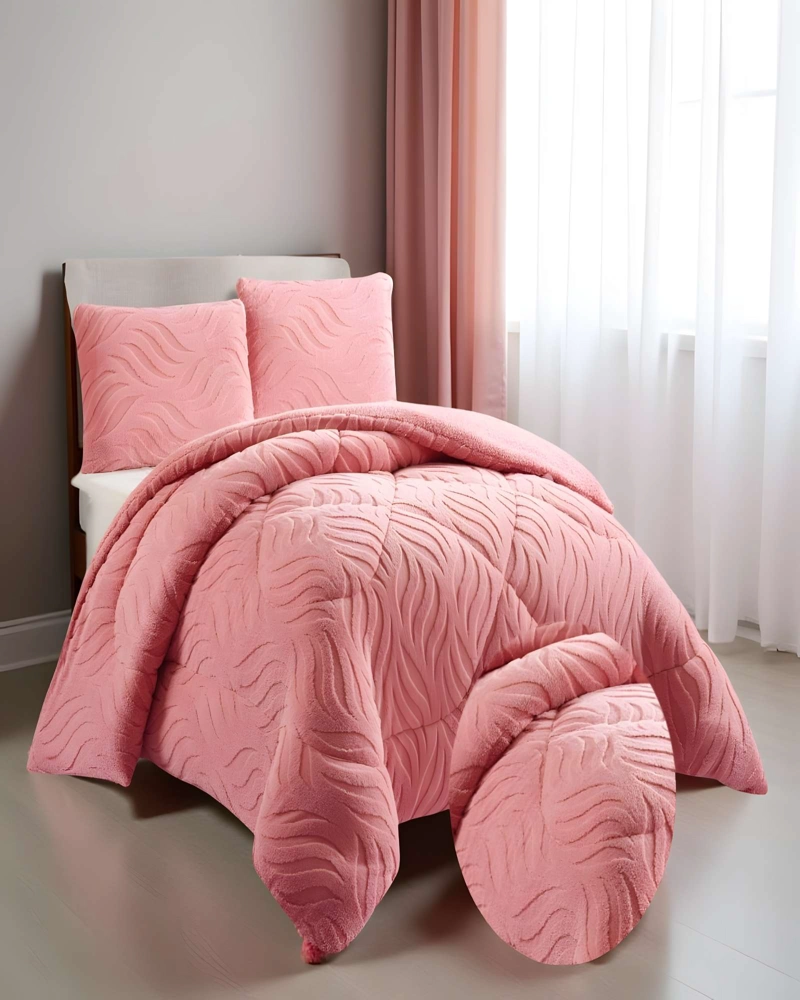 COBERTOR DE INVERNO TEXTURIZADA DISEÑO 02 2 PLAZAS ROSA - 3