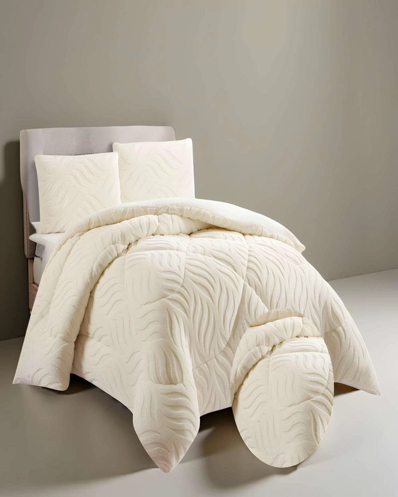 COBERTOR DE INVERNO TEXTURIZADA DISEÑO 02 KING BEIGE - 3