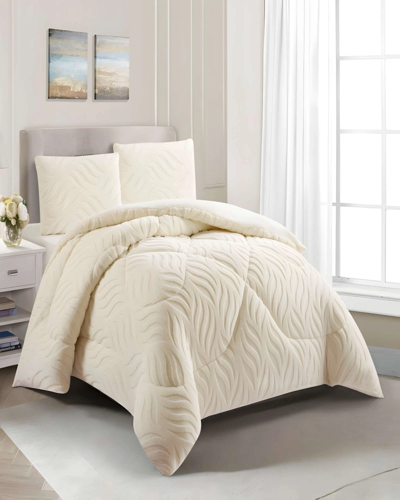 COBERTOR DE INVERNO TEXTURIZADA DISEÑO 02 KING BEIGE - 4