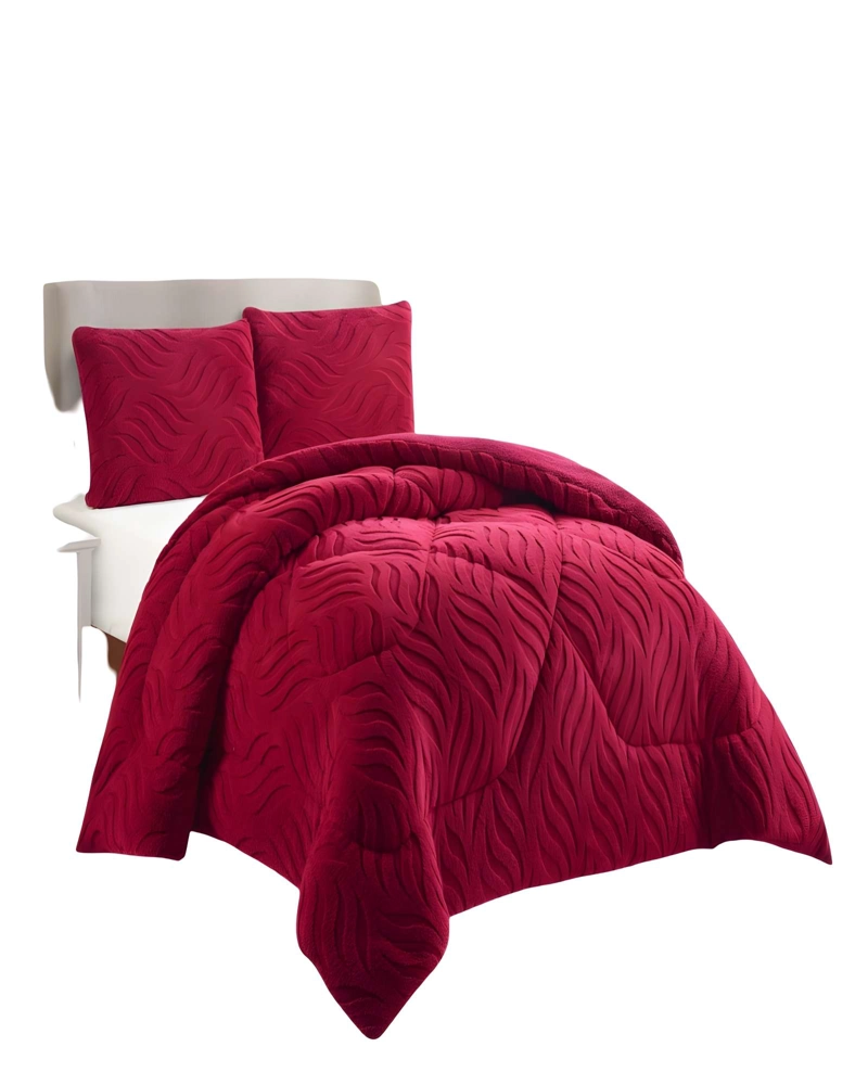 COBERTOR DE INVERNO TEXTURIZADA DISEÑO 02 2 PLAZAS ROJO - 1