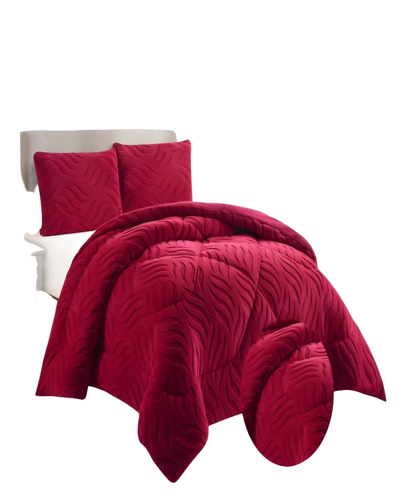 COBERTOR DE INVERNO TEXTURIZADA DISEÑO 02 2 PLAZAS ROJO - 2
