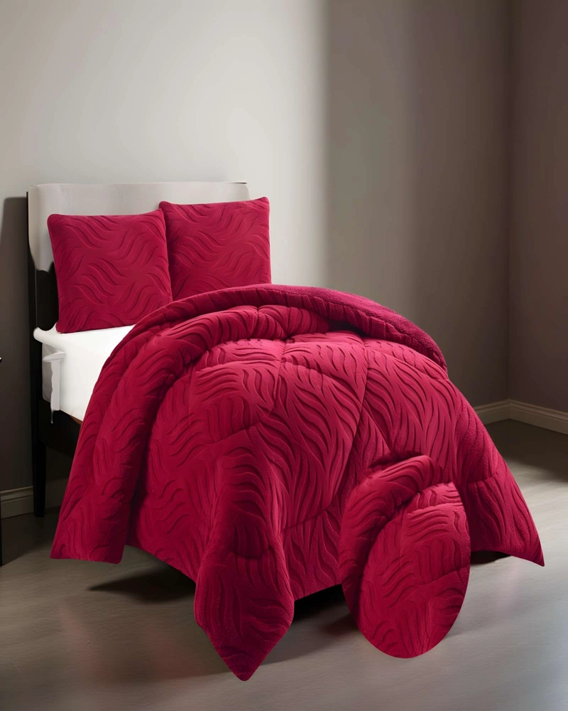 COBERTOR DE INVERNO TEXTURIZADA DISEÑO 02 2 PLAZAS ROJO - 3