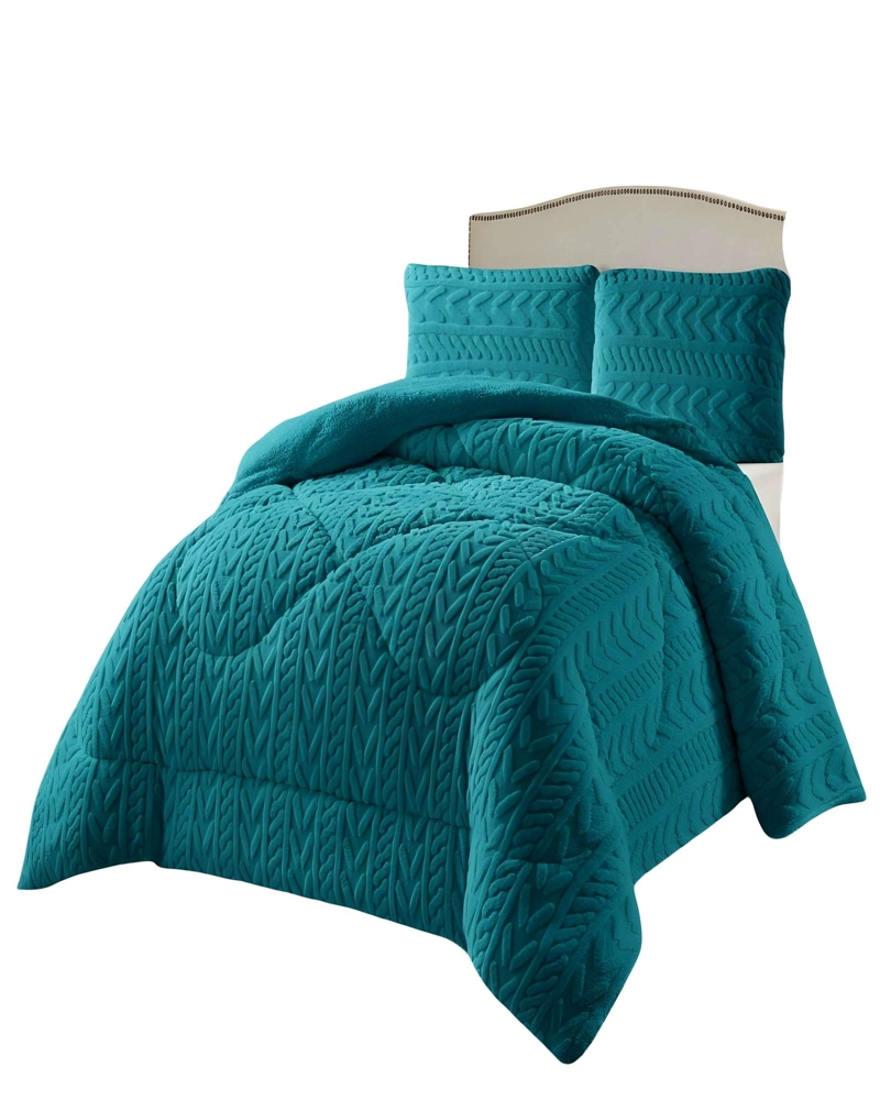 COBERTOR DE INVERNO TEXTURIZADA DISEÑO 01 KING TURQUESA - 1