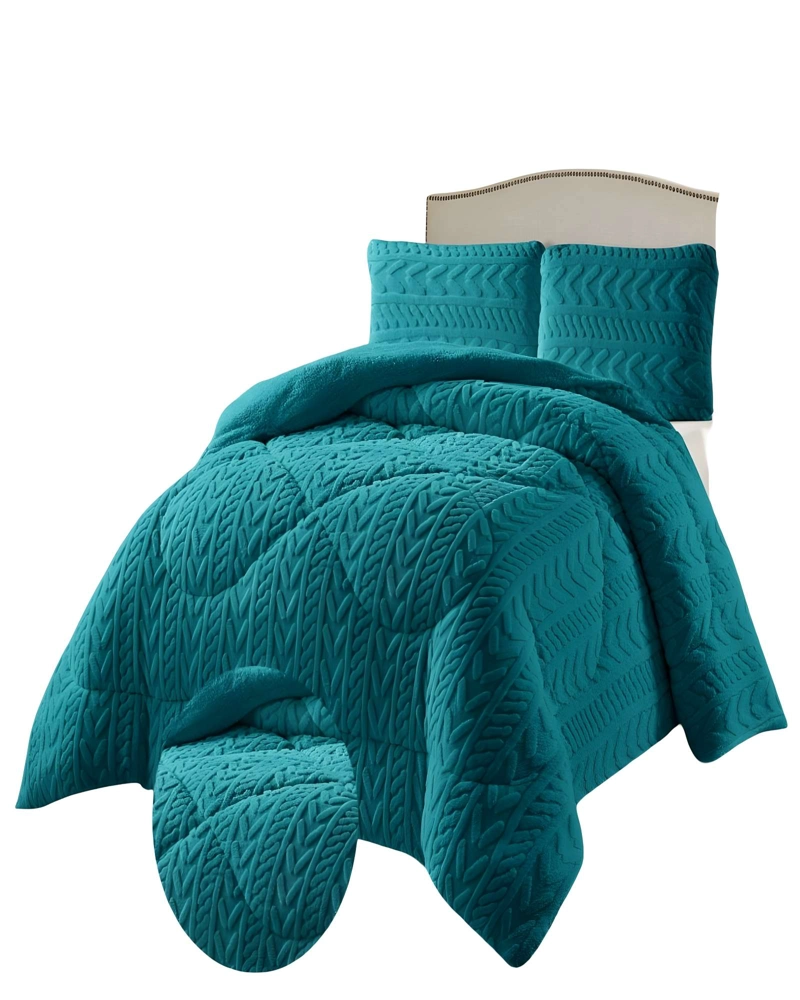 COBERTOR DE INVERNO TEXTURIZADA DISEÑO 01 KING TURQUESA - 2