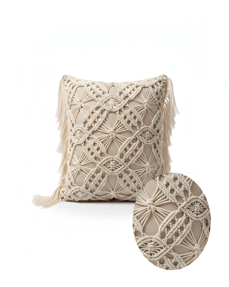 PACK DE 4 FUNDAS DE COJIN CON ESTILO BOHEMIO 45X45CM BEIGE 05 - 2