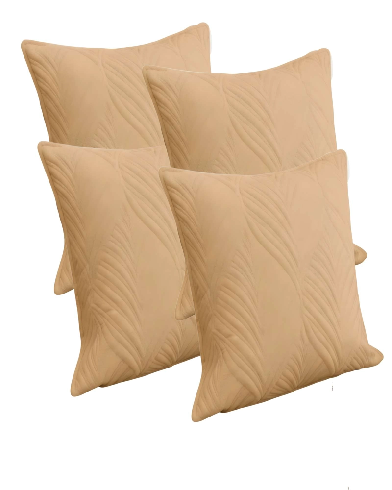 PACK DE 4 FUNDAS DE COJIN SERIE HOJAS 45X45 CM CAFE - 1