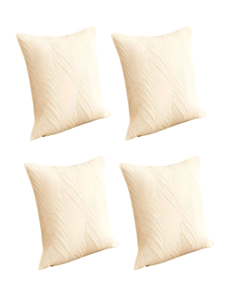 PACK DE 4 FUNDAS DE COJIN SERIE HOJAS 45X45 CM BEIGE - 1