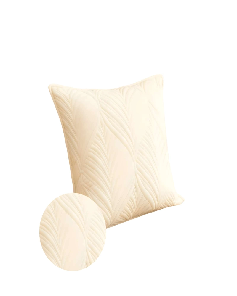 PACK DE 4 FUNDAS DE COJIN SERIE HOJAS 45X45 CM BEIGE - 2