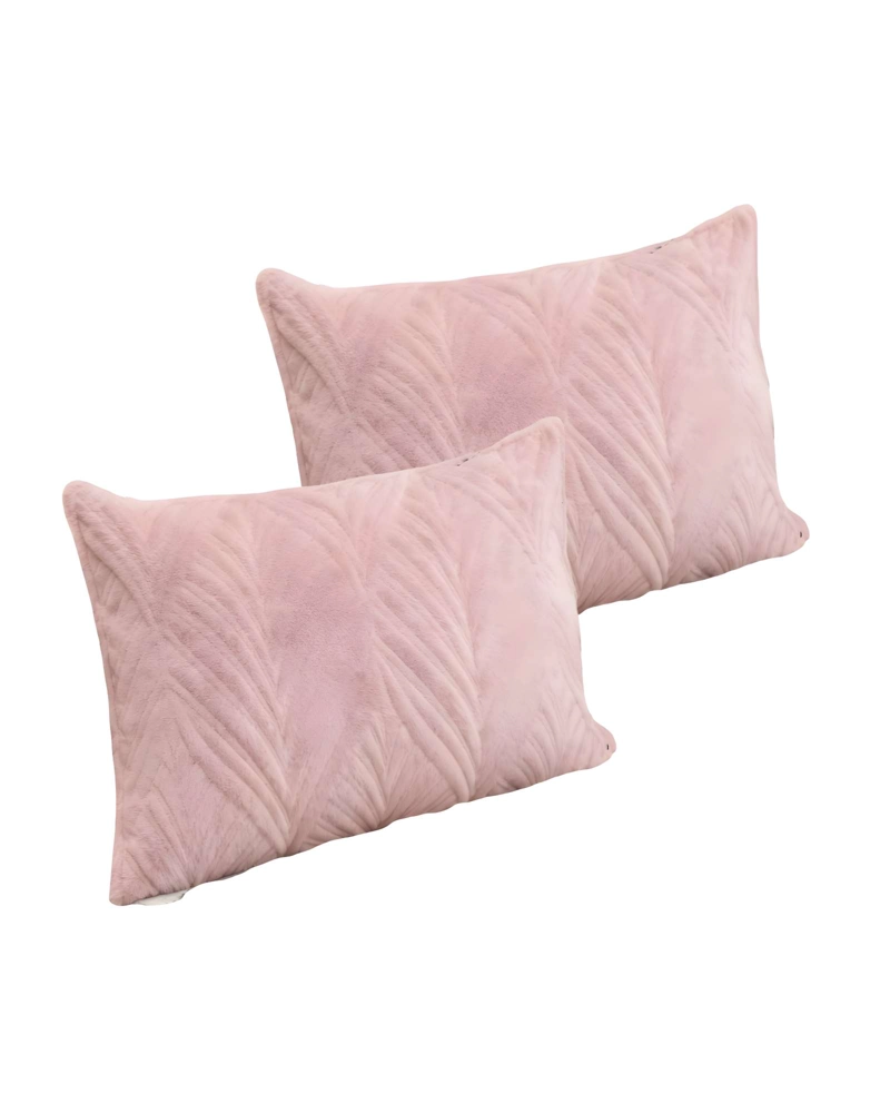 PACK DE 2 FUNDAS DE COJIN SERIE HOJAS 30X50 CM ROSA - 1
