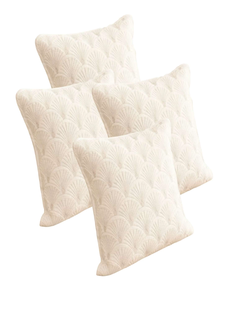 PACK DE 4 FUNDAS DE COJIN SERIE ABANICO 45X45 CM BLANCO - 1