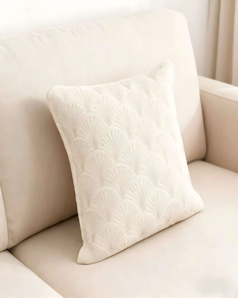 PACK DE 4 FUNDAS DE COJIN SERIE ABANICO 45X45 CM BLANCO - 3