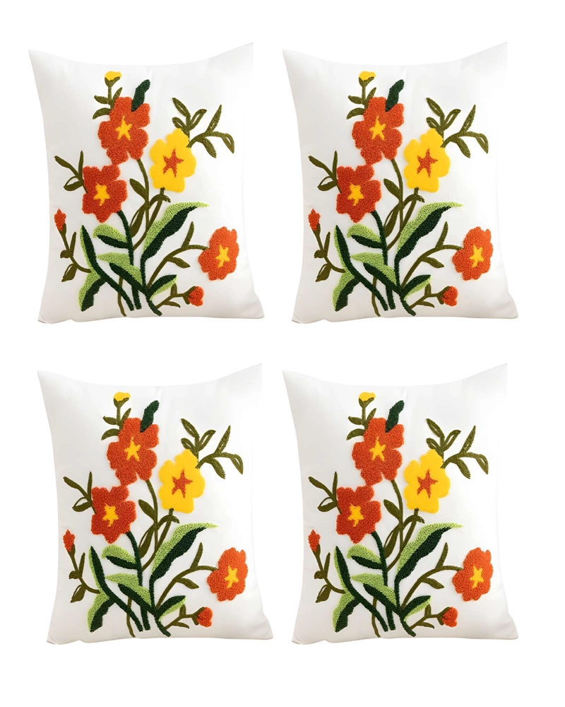 PACK DE 4 FUNDAS DE COJIN BORDADAS 45X45CM BLANCO 15 - 1