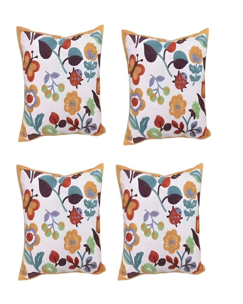 PACK DE 4 FUNDAS DE COJIN BORDADAS 45X45CM BLANCO 03 - 1