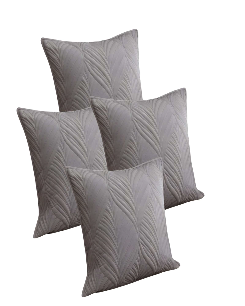PACK DE 4 FUNDAS DE COJIN SERIE HOJAS 45X45 CM GRIS - 1
