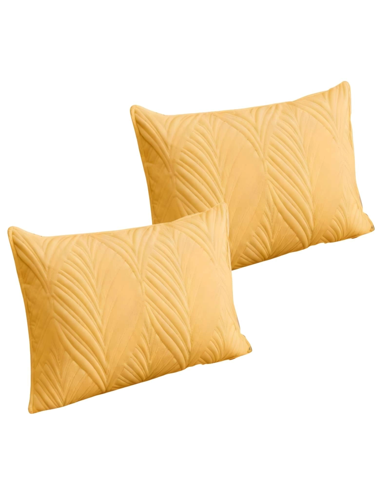 PACK DE 2 FUNDAS DE COJIN SERIE HOJAS 30X50 CM AMARILLO - 1