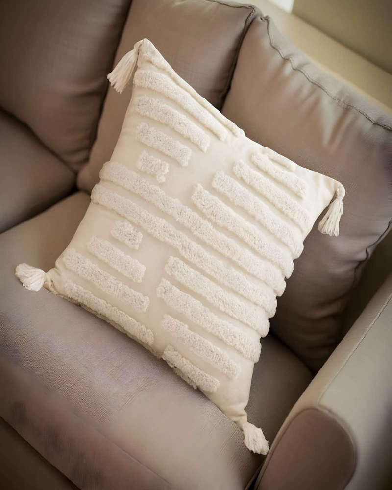 PACK DE 2 FUNDAS DE COJIN TUFTING 45X45 CM BEIGE 03 - 4