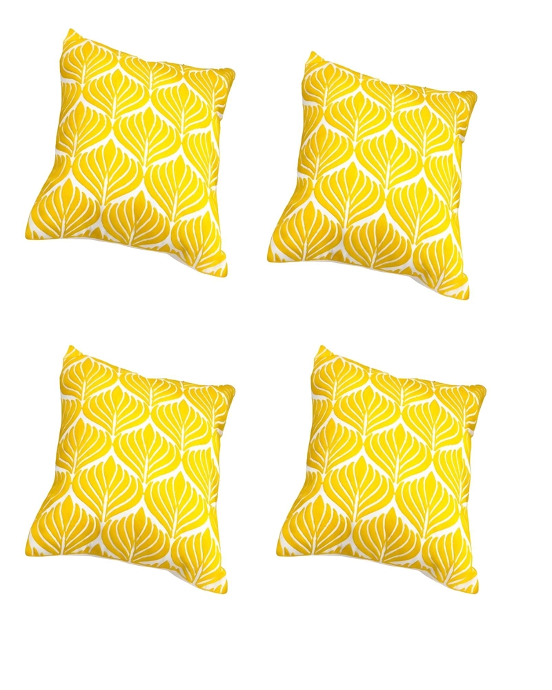 PACK DE 4 FUNDAS DE COJIN BORDADAS 45X45CM AMARILLO - 1