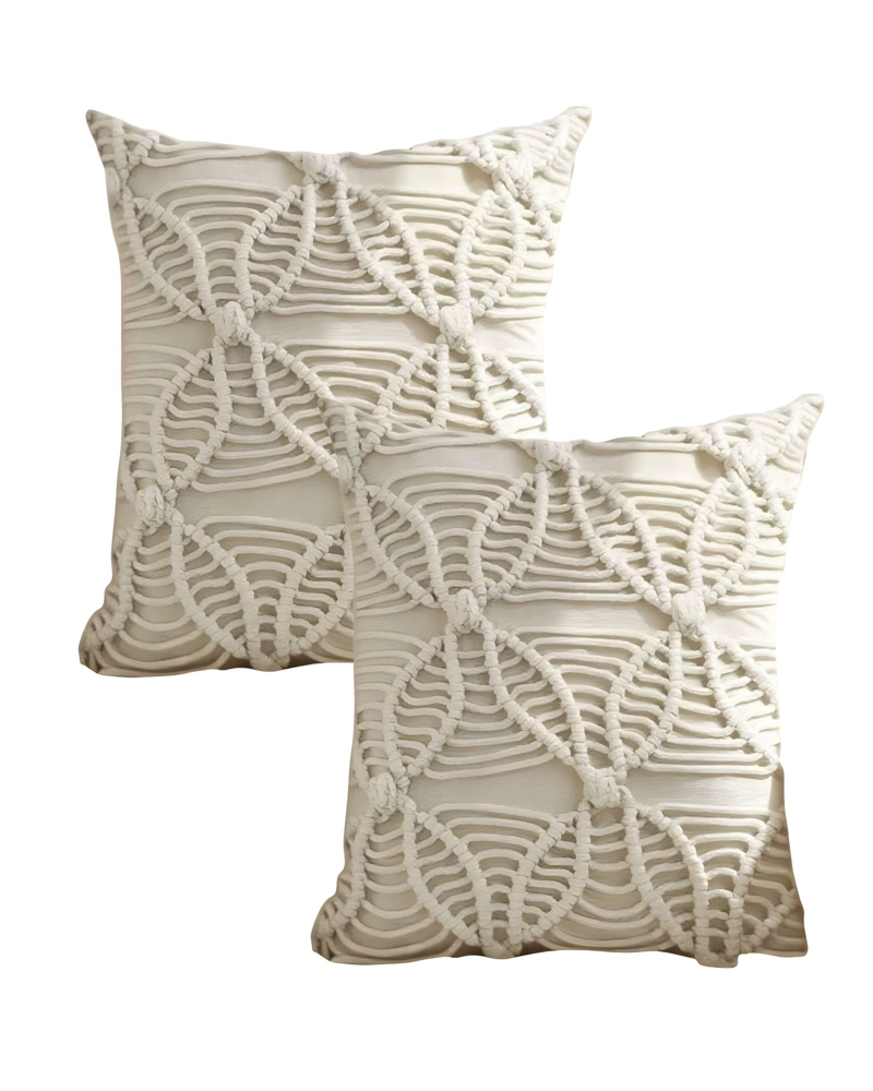 PACK DE 2 FUNDAS DE COJIN CON ESTILO BOHEMIO 45X45CM BEIGE 04 - 1