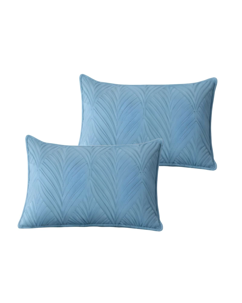PACK DE 2 FUNDAS DE COJIN SERIE HOJAS 30X50 CM CELESTE - 1