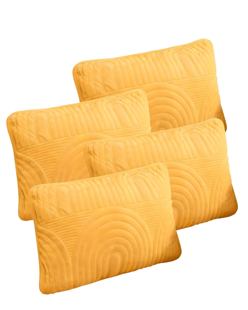 PACK DE 4 FUNDAS DE COJIN SERIE ARCO 30X50 CM AMARILLO - 1