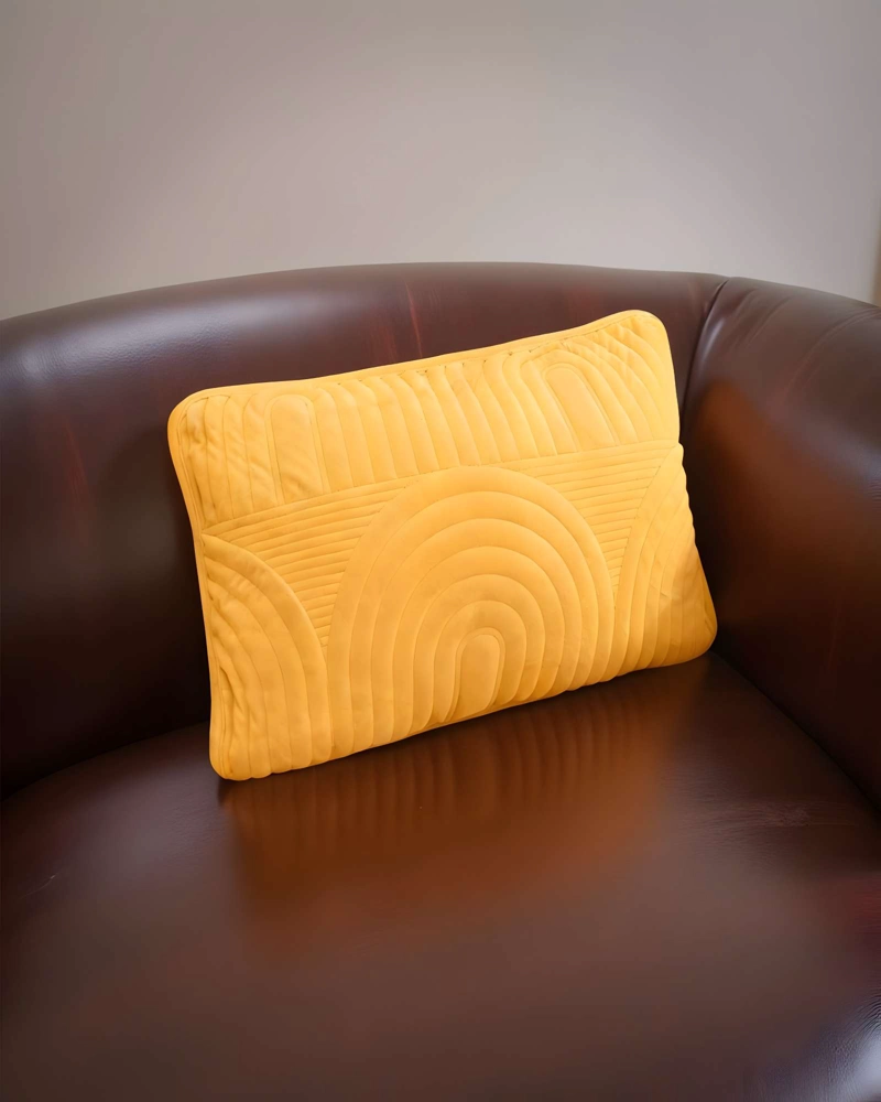 PACK DE 4 FUNDAS DE COJIN SERIE ARCO 30X50 CM AMARILLO - 3