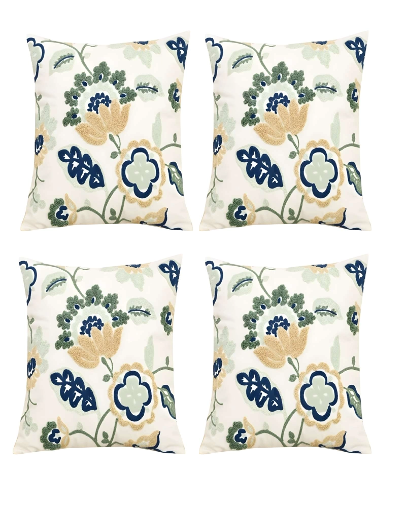 PACK DE 4 FUNDAS DE COJIN BORDADAS 45X45CM BLANCO 12 - 1