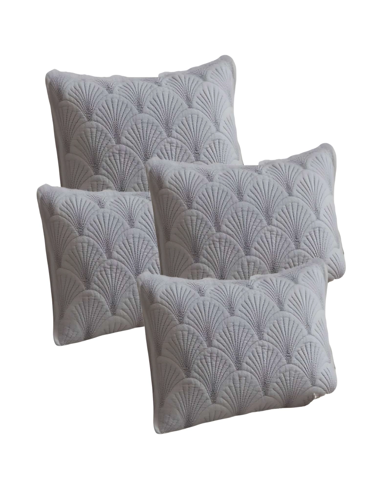 PACK DE 4 FUNDAS DE COJIN SERIE ABANICO 30X50 CM GRIS - 1