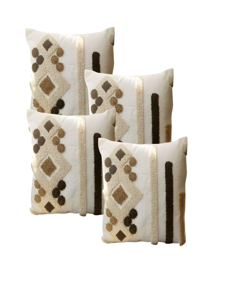 PACK DE 4 FUNDAS DE COJIN TUFTING 45X45 CM BEIGE 01 - 1
