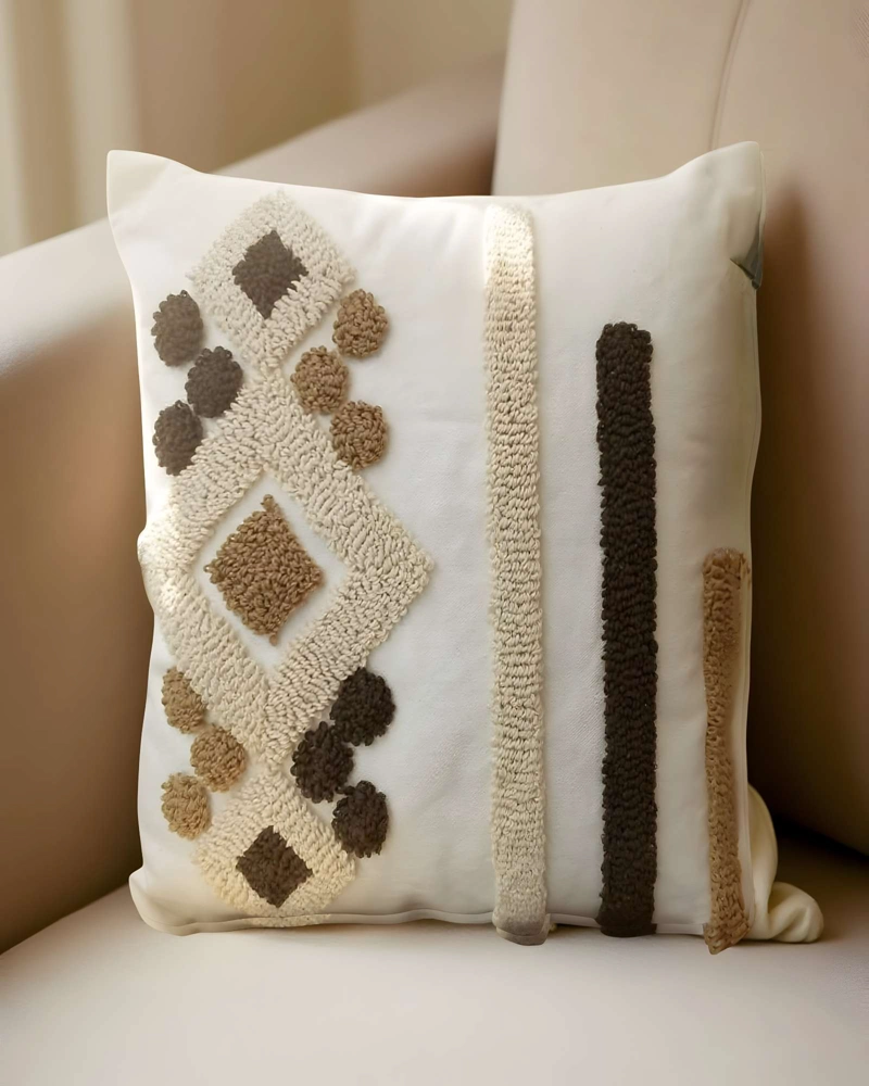 PACK DE 4 FUNDAS DE COJIN TUFTING 45X45 CM BEIGE 01 - 4
