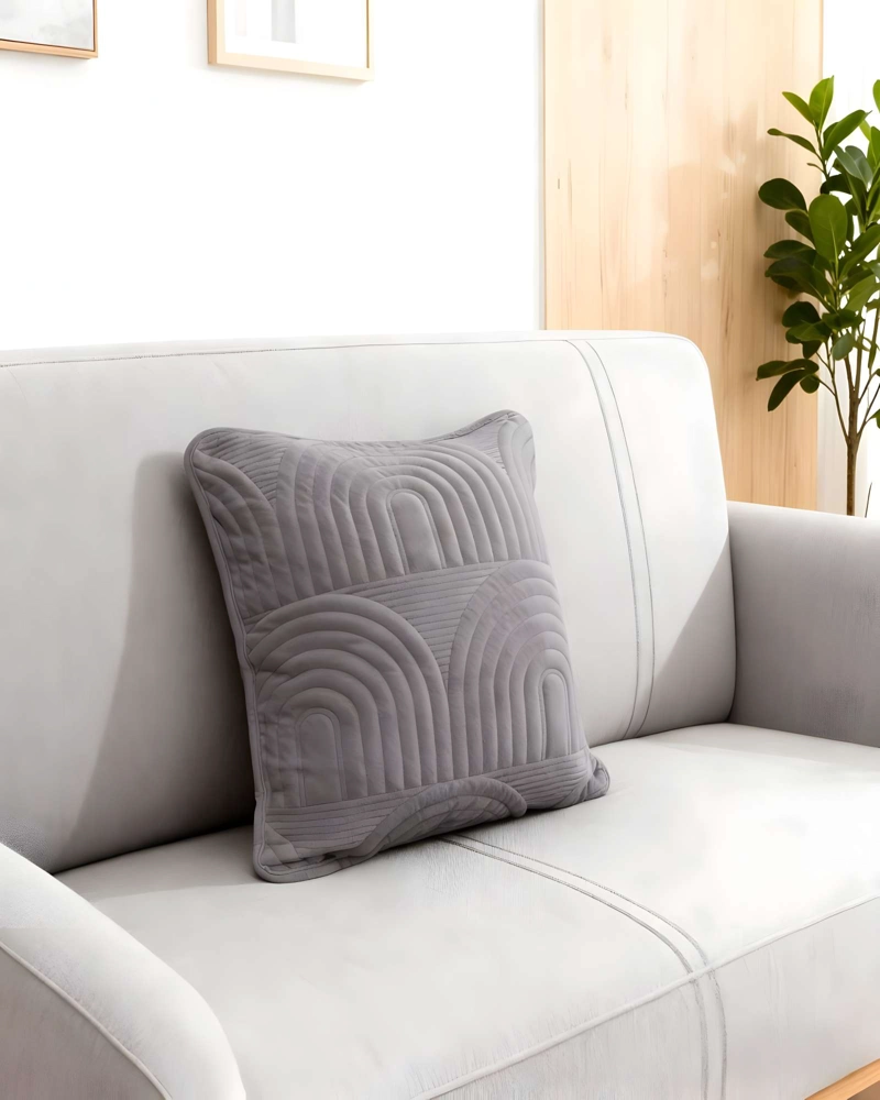PACK DE 2 FUNDAS DE COJIN SERIE ARCO 45X45 CM GRIS - 3