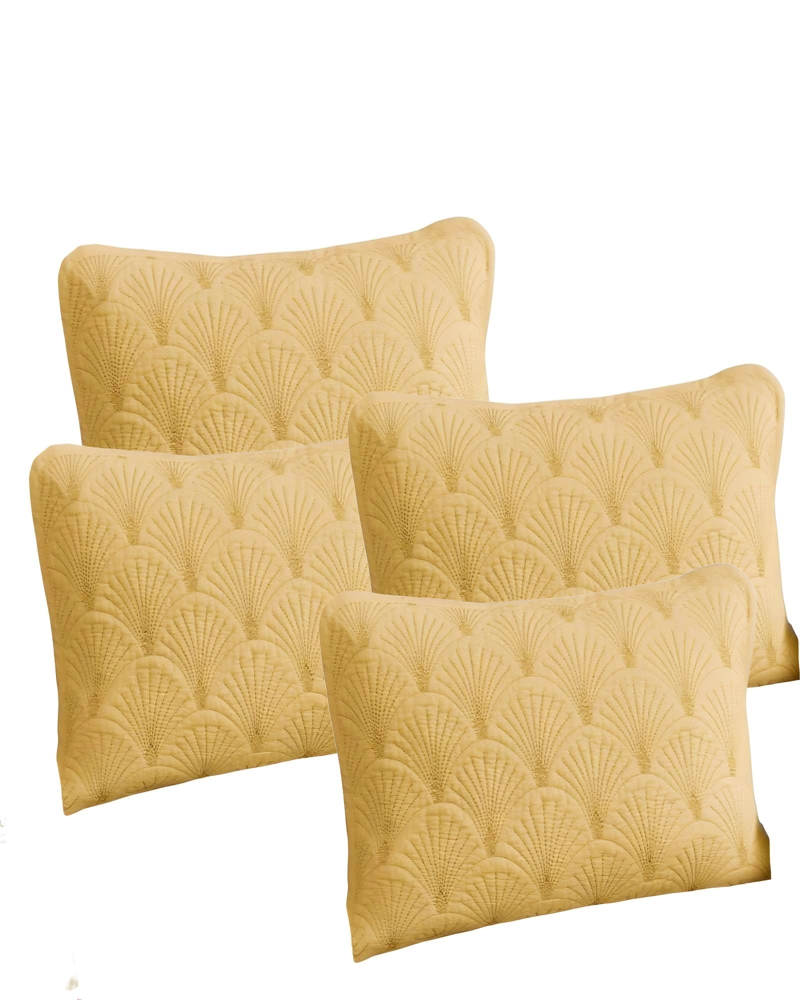 PACK DE 4 FUNDAS DE COJIN SERIE ABANICO 30X50 CM AMARILLO - 1