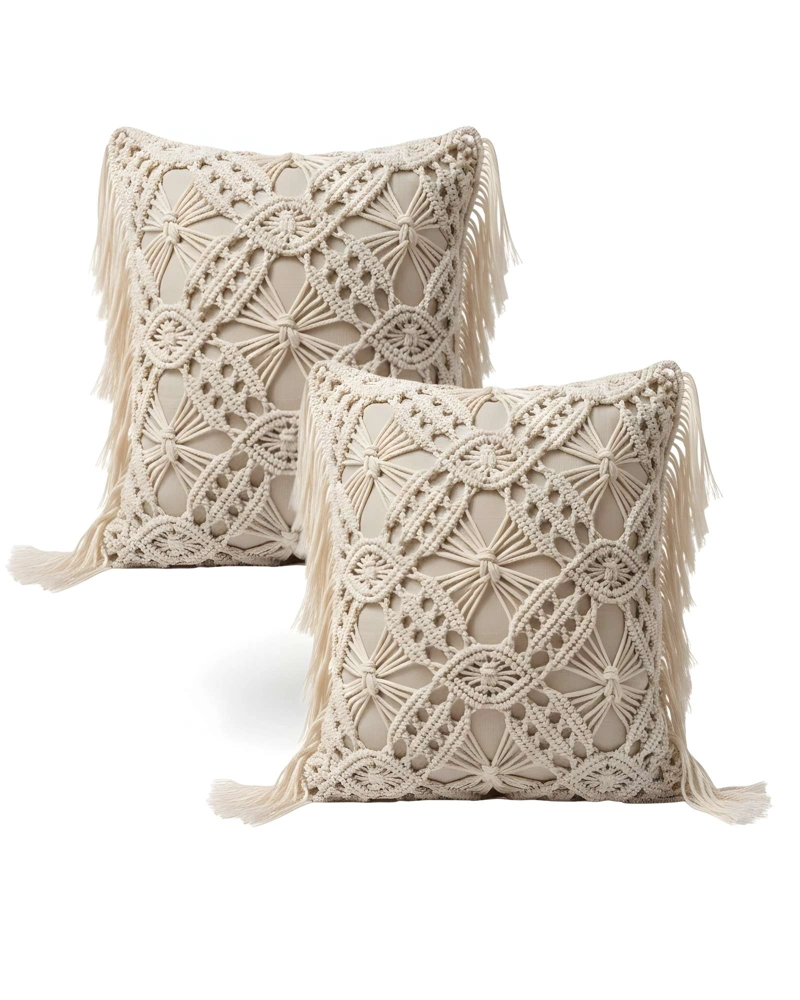 PACK DE 2 FUNDAS DE COJIN CON ESTILO BOHEMIO 45X45CM BEIGE 05 - 1