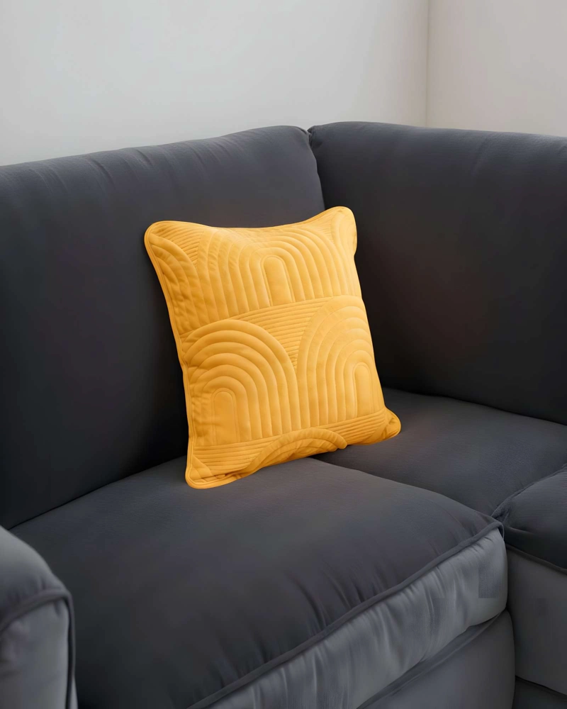PACK DE 2 FUNDAS DE COJIN SERIE ARCO 45X45 CM AMARILLO - 4